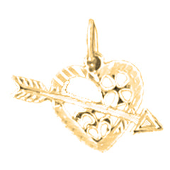 Yellow Gold-plated Silver Heart With Arrow Pendant