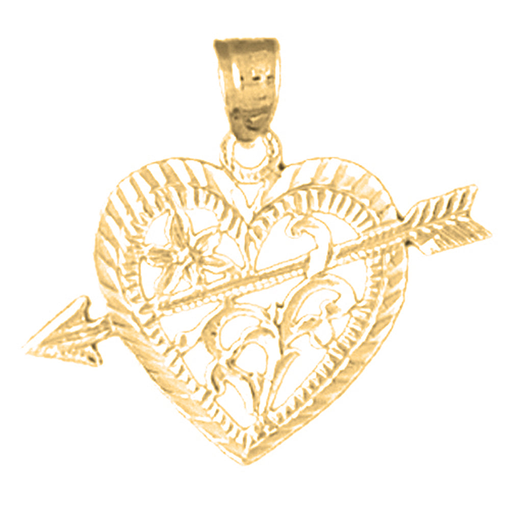 Yellow Gold-plated Silver Heart With Arrow Pendant