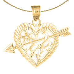 Sterling Silver Heart With Arrow Pendant (Rhodium or Yellow Gold-plated)