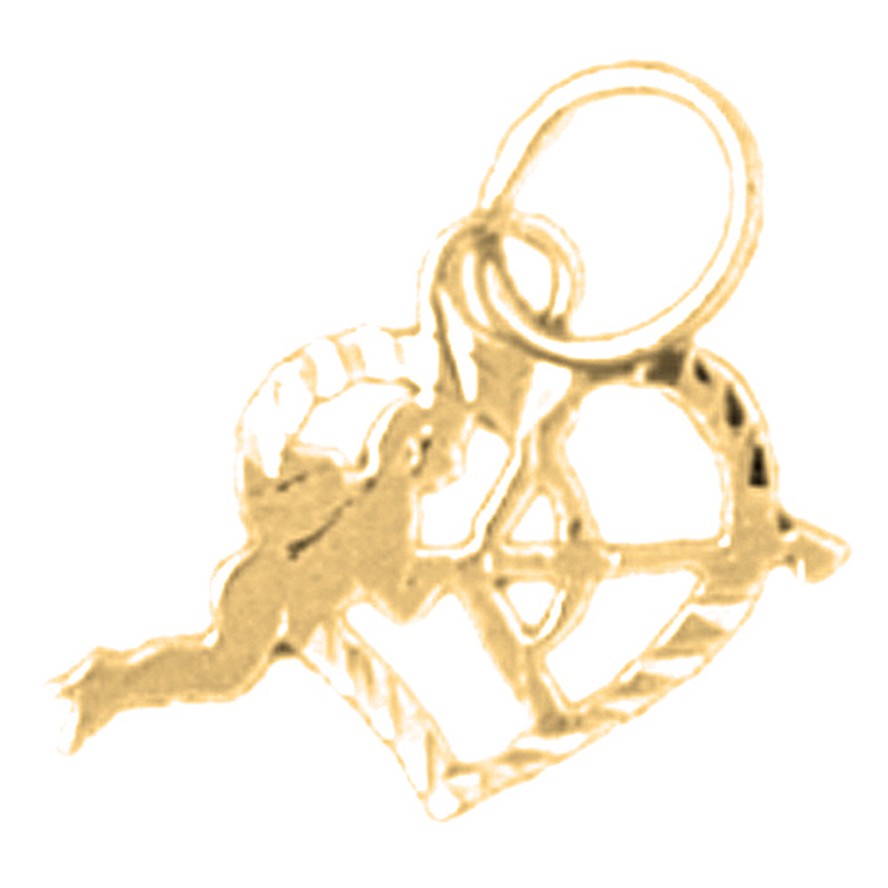 Yellow Gold-plated Silver Heart With Cupid Pendant