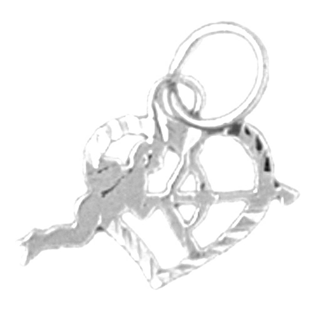 Sterling Silver Heart With Cupid Pendant