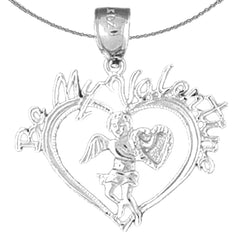 Sterling Silver Two Hearts Pendant (Rhodium or Yellow Gold-plated)