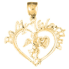 Yellow Gold-plated Silver Two Hearts Pendant