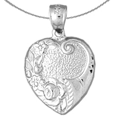 Sterling Silver Heart Pendant (Rhodium or Yellow Gold-plated)
