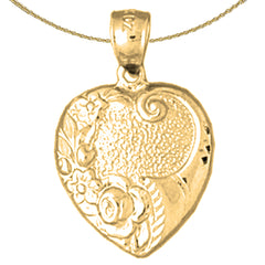 Sterling Silver Heart Pendant (Rhodium or Yellow Gold-plated)