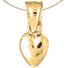 Sterling Silver 3D Heart Pendant (Rhodium or Yellow Gold-plated)