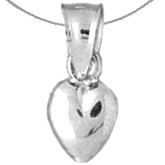 Sterling Silver 3D Heart Pendant (Rhodium or Yellow Gold-plated)