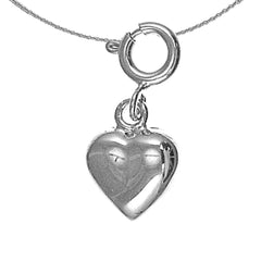 Sterling Silver Heart Pendant (Rhodium or Yellow Gold-plated)