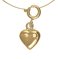 Sterling Silver Heart Pendant (Rhodium or Yellow Gold-plated)