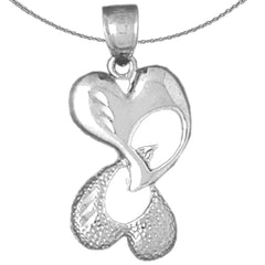 Sterling Silver Heart Pendant (Rhodium or Yellow Gold-plated)