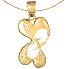 Sterling Silver Heart Pendant (Rhodium or Yellow Gold-plated)