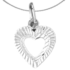 Sterling Silver Heart Pendant (Rhodium or Yellow Gold-plated)