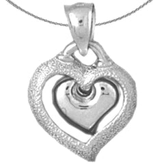 Sterling Silver Heart Pendant (Rhodium or Yellow Gold-plated)
