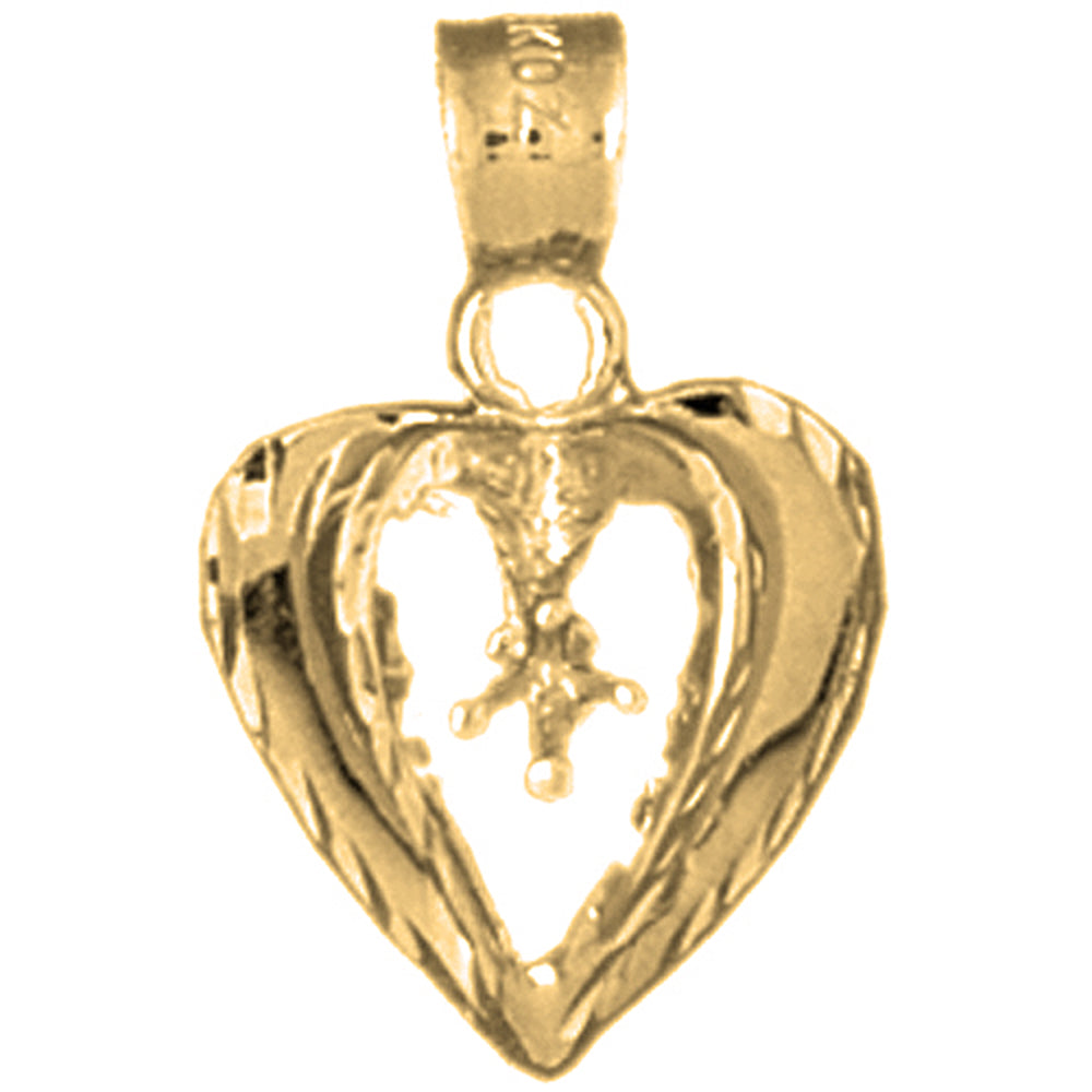 Yellow Gold-plated Silver Heart With Mounting Pendant