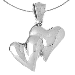 Sterling Silver Heart Pendant (Rhodium or Yellow Gold-plated)