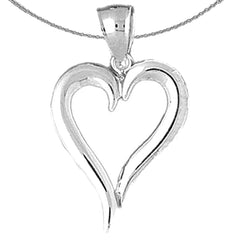 Sterling Silver Heart Pendant (Rhodium or Yellow Gold-plated)