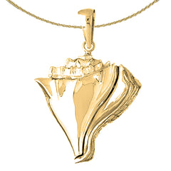 Sterling Silver Tricolor Shell Pendant (Rhodium or Yellow Gold-plated)