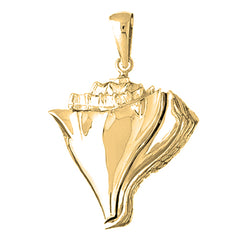 Yellow Gold-plated Silver Tricolor Shell Pendant