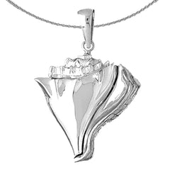 Sterling Silver Tricolor Shell Pendant (Rhodium or Yellow Gold-plated)