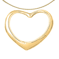 Sterling Silver Floating Heart Pendant (Rhodium or Yellow Gold-plated)