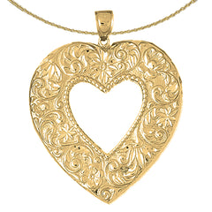 Colgante de corazón de plata de ley (bañado en rodio o oro amarillo)