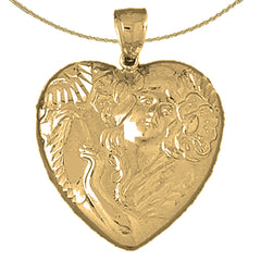 Sterling Silver Heart Pendant (Rhodium or Yellow Gold-plated)