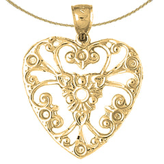 Sterling Silver Heart Pendant (Rhodium or Yellow Gold-plated)