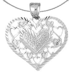 Sterling Silver Heart Pendant (Rhodium or Yellow Gold-plated)