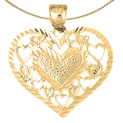 Sterling Silver Heart Pendant (Rhodium or Yellow Gold-plated)