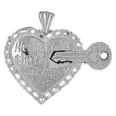 Sterling Silver Heart With Break Off Key Pendant