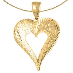 Sterling Silver Heart Pendant (Rhodium or Yellow Gold-plated)