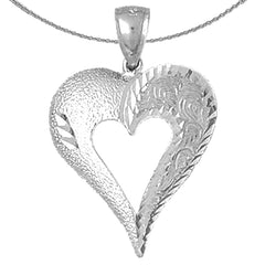 Sterling Silver Heart Pendant (Rhodium or Yellow Gold-plated)