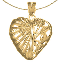 Sterling Silver Heart Pendant (Rhodium or Yellow Gold-plated)