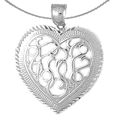 Sterling Silver Heart Pendant (Rhodium or Yellow Gold-plated)