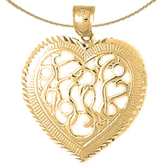 Sterling Silver Heart Pendant (Rhodium or Yellow Gold-plated)