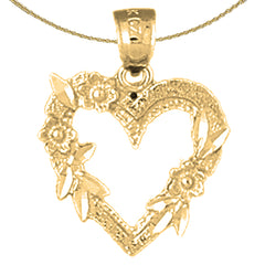 Sterling Silver Heart Pendant (Rhodium or Yellow Gold-plated)