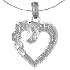 Sterling Silver Heart Pendant (Rhodium or Yellow Gold-plated)