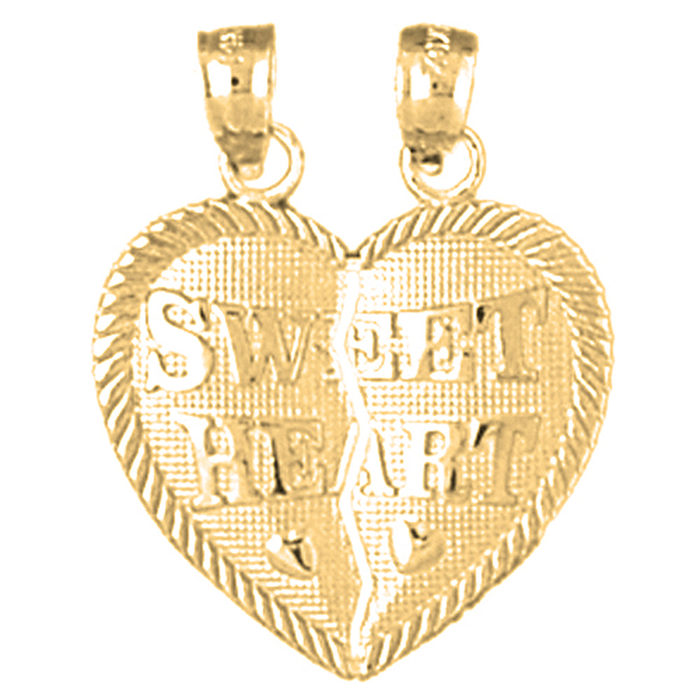 Yellow Gold-plated Silver Sweet Heart Breakable Heart Pendant