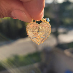 Sterling Silver Te Amo Breakable Heart Pendant (Rhodium or Yellow Gold-plated)