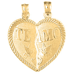 Yellow Gold-plated Silver Te Amo Breakable Heart Pendant