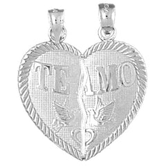 Sterling Silver Te Amo Breakable Heart Pendant