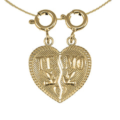 Sterling Silver Te Amo Breakable Heart Pendant (Rhodium or Yellow Gold-plated)