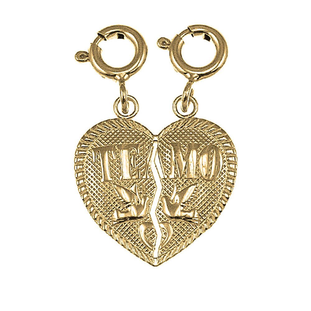 Yellow Gold-plated Silver Te Amo Breakable Heart Pendant