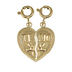 Yellow Gold-plated Silver Te Amo Breakable Heart Pendant