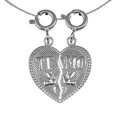 Sterling Silver Te Amo Breakable Heart Pendant (Rhodium or Yellow Gold-plated)