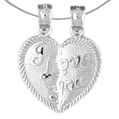 Zerbrechlicher Herzanhänger „I Love You“ aus Sterlingsilber (rhodiniert oder gelbvergoldet)