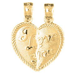 Yellow Gold-plated Silver I Love You Breakable Heart Pendant