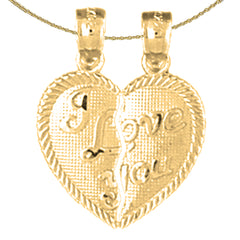 Zerbrechlicher Herzanhänger „I Love You“ aus Sterlingsilber (rhodiniert oder gelbvergoldet)