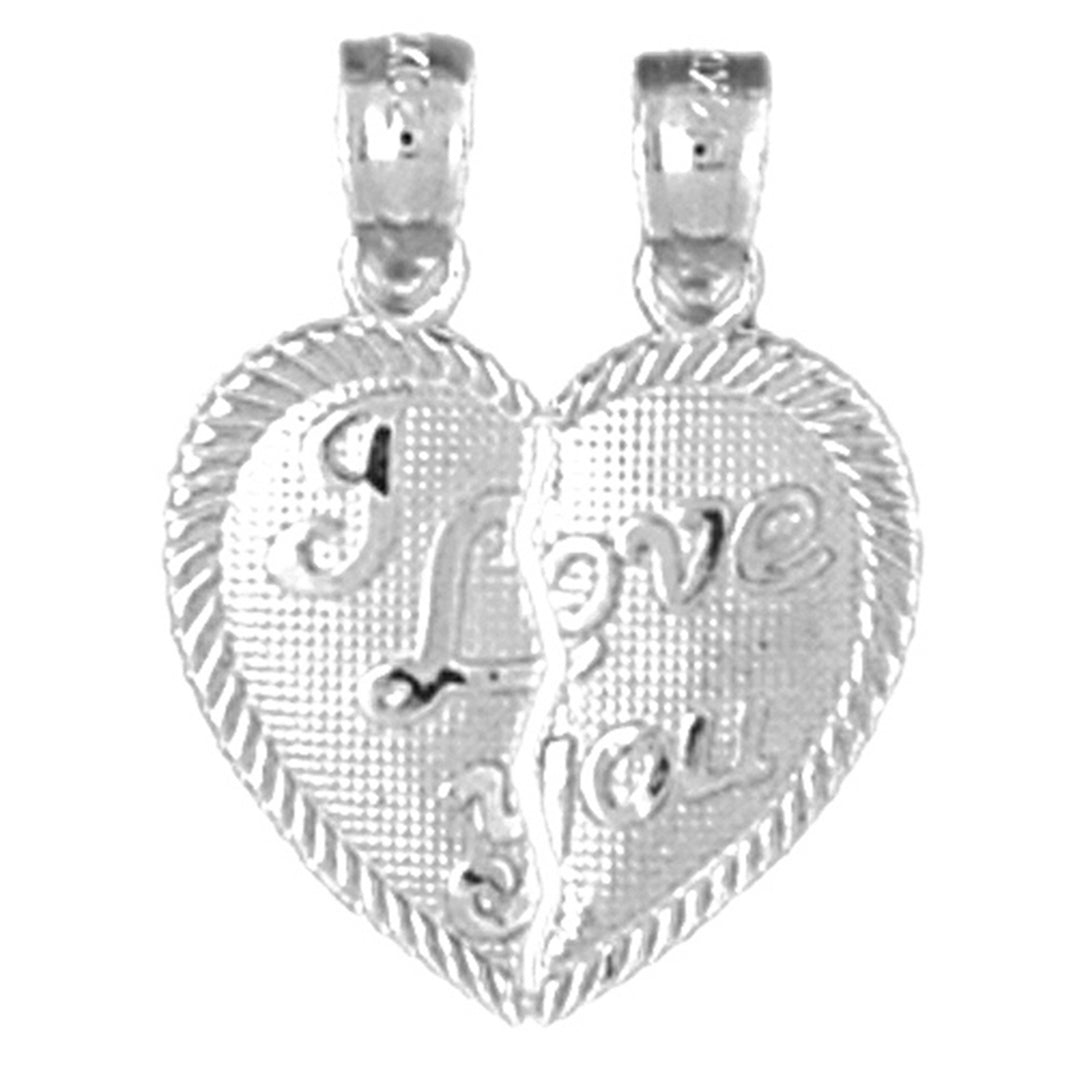 Sterling Silver I Love You Breakable Heart Pendant