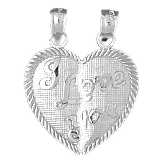 Sterling Silver I Love You Breakable Heart Pendant